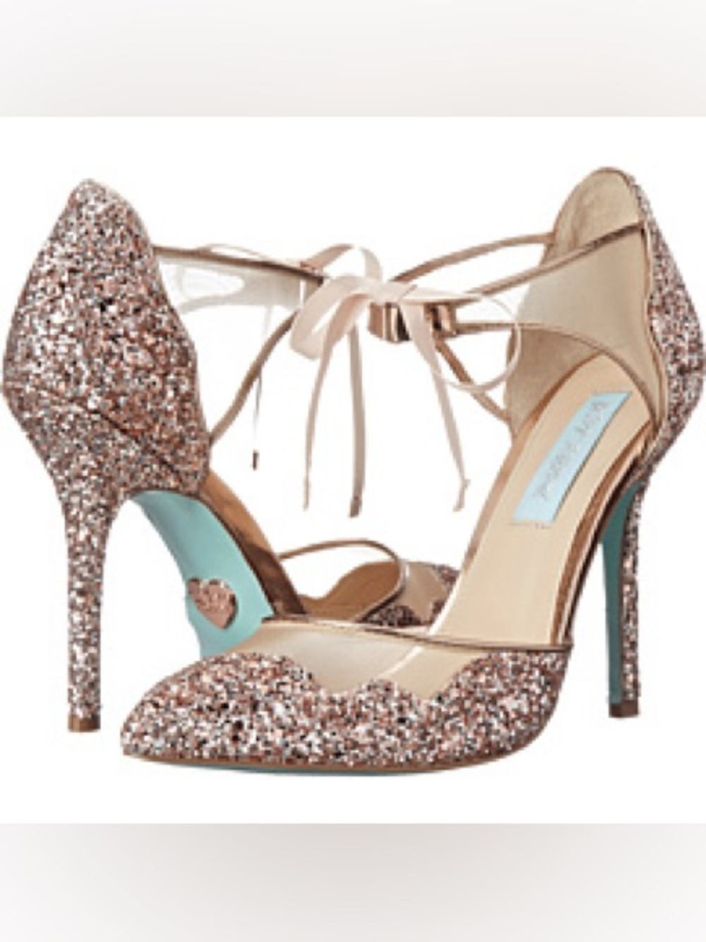 Blue by Betsey Johnson Stella Rose Gold Glitter Heels